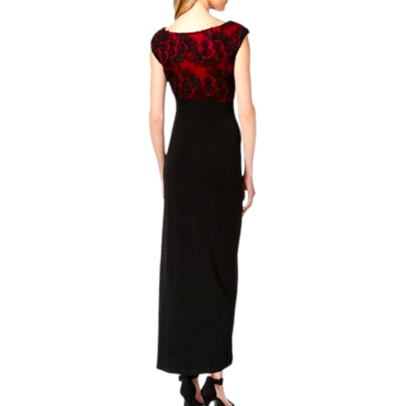 NEW Red & Black Soutache Faux-wrap Gown Size 6 - Picture 2 of 6